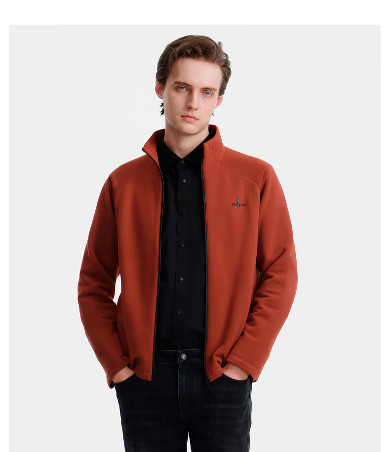 Biyinlefen Polartec Ultra-Light Warmth Autumn Winter Men's Solid Color Casual Stand Collar Knitted Jacket Fleece Outerwear 10