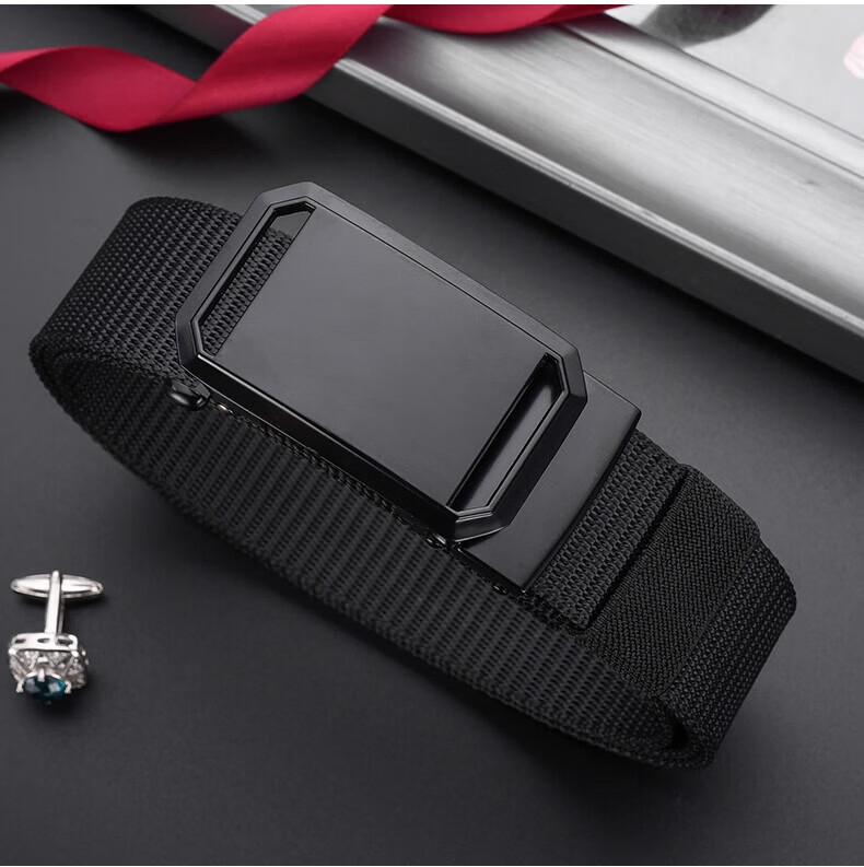 HOCR Men's Canvas Woven Casual Belt Automatic Buckle Student Military Training Nylon Jeans Belt 12