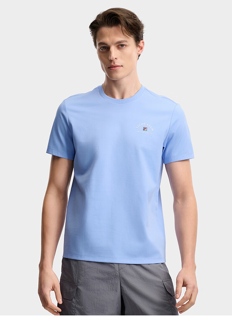 FILA Official Men's Knitted Short Sleeve Shirt 2026 Summer Fashion Casual Simple Basic Crew Neck T-Shirt 5