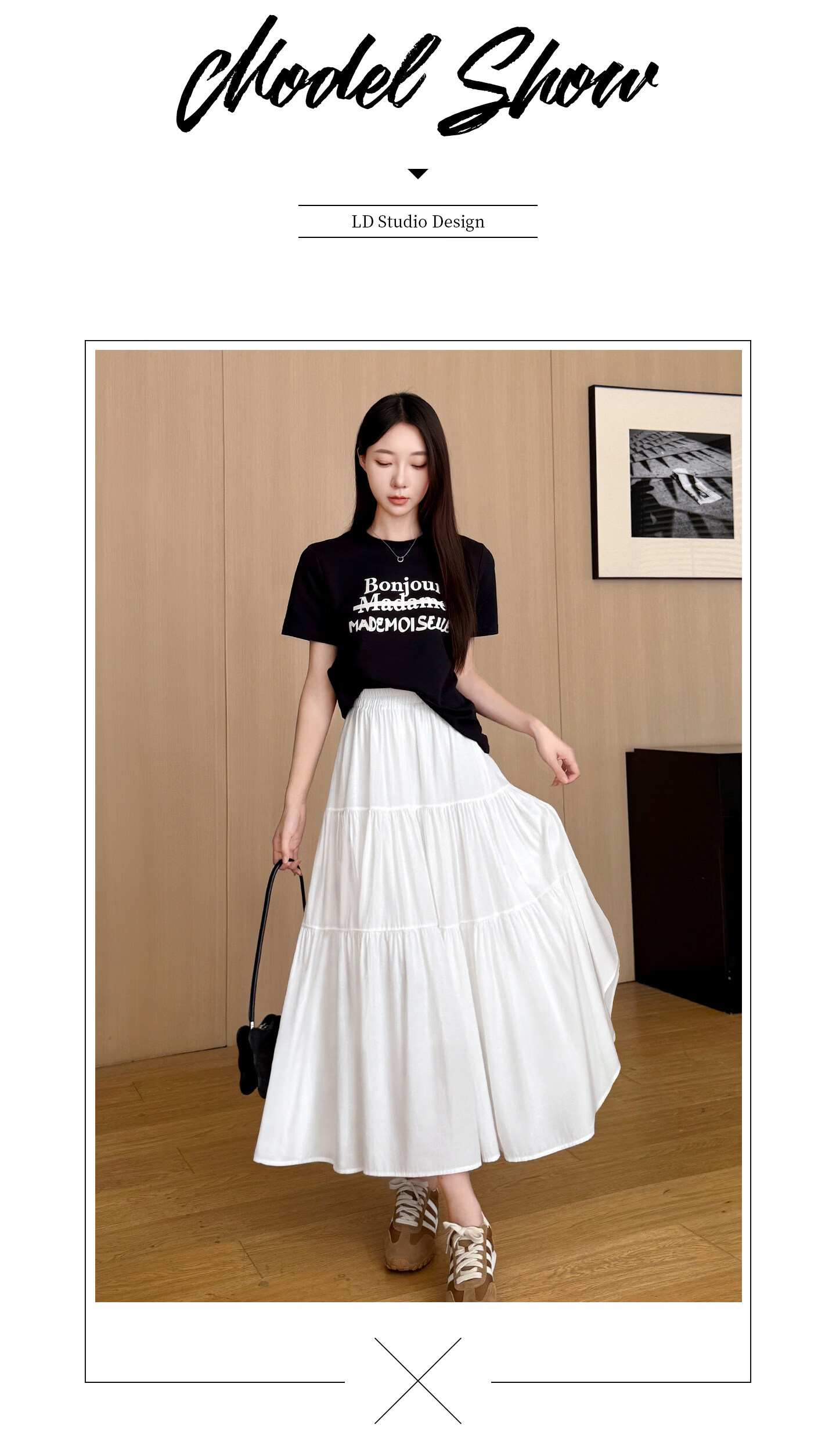 Yishang White High-Waist Slimming A-Line Midi Skirt Women Spring Summer 2026 New French Style Petite Cake Skirt 18