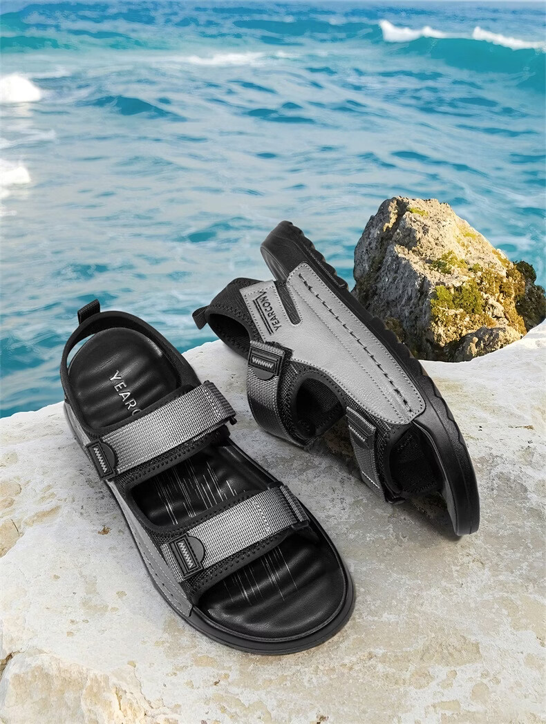 Eierkang Men's Summer Outdoor Trendy Beach Shoes Soft Sole Driving Sports Sandals 57548W Black Size 40 2