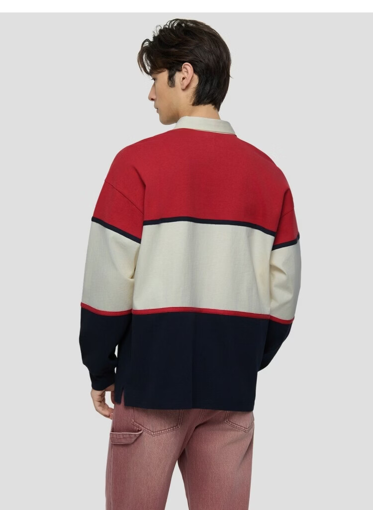 GAP 2026 Spring New Cotton Vintage Washed Colorblock Loose Long Sleeve Polo Shirt 854273 for Men and Women 17