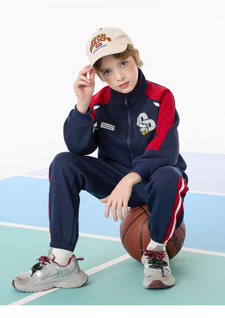 Disney Boys' Sportswear Set Children's Zip Jacket and Pants 2026 Spring New Trendy Two-Piece for Older Kids 17