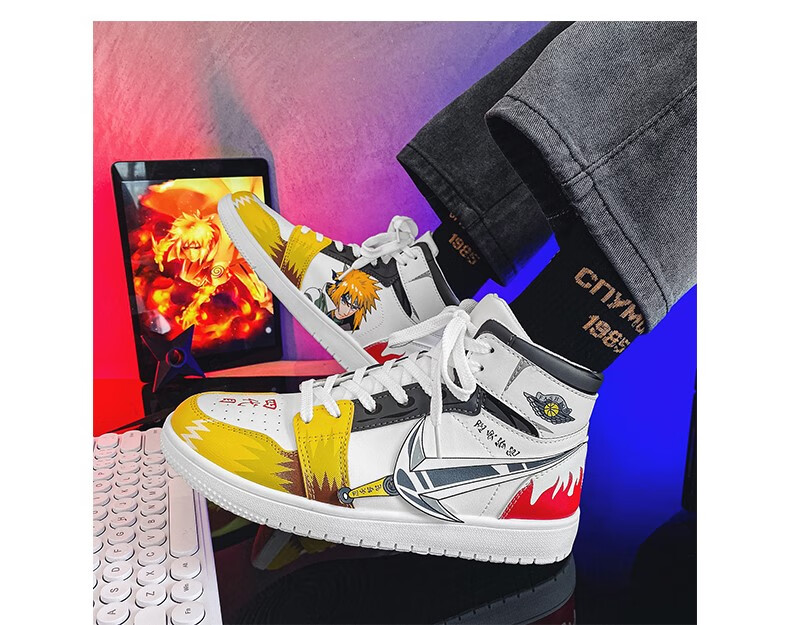 莆田纯原莆田火影忍者联名aj男鞋篮球高帮动漫青少年板鞋运动大童秋季