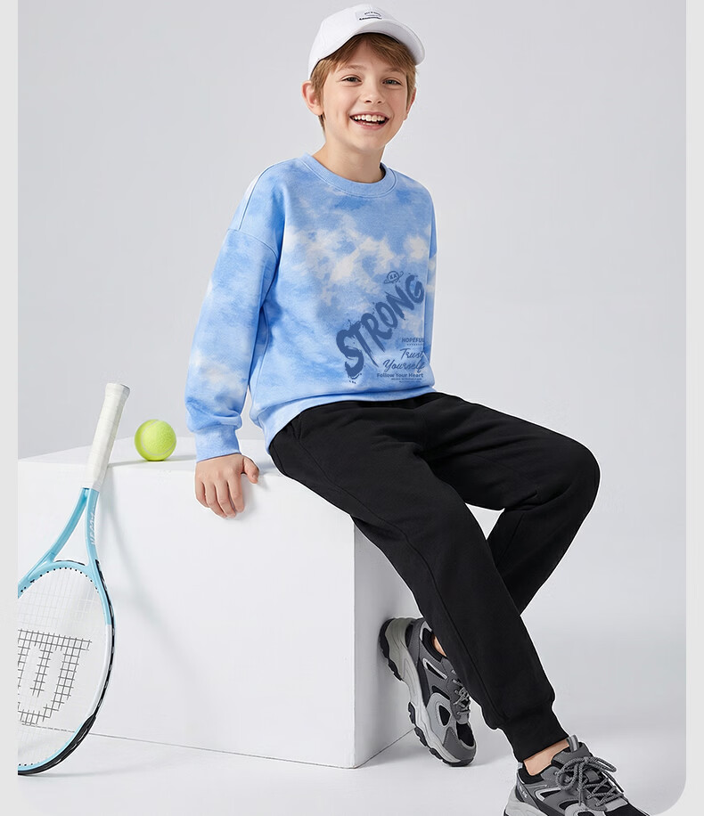 Baleno YBB Series Boys Tie-Dye Set 2026 Spring Autumn Stylish Cool Hoodie Children's Casual Two-Piece Set 4