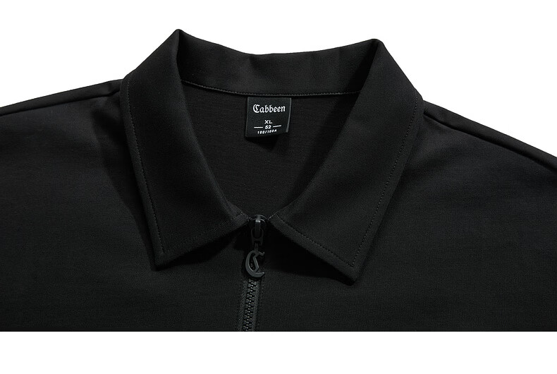 CABBEEN Pure Cotton Semi-Bleached Plain Half-Zip Polo Shirt Men Vintage Street Print Summer Short Sleeve Breathable Polo Shirt 21