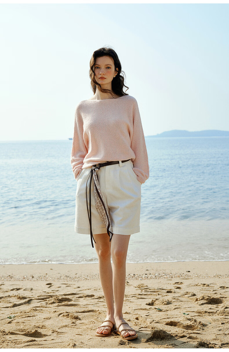 Olrain Eurielle Elegant Off-Shoulder Batwing Sleeve Knit Pullover Sweater Blue M Spring New Arrival 25