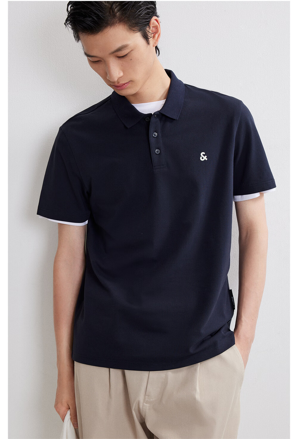 JACK&JONES Men's Spring New 3D Embroidered Business Casual Work Commute Short Sleeve Polo Shirt 226206029 25