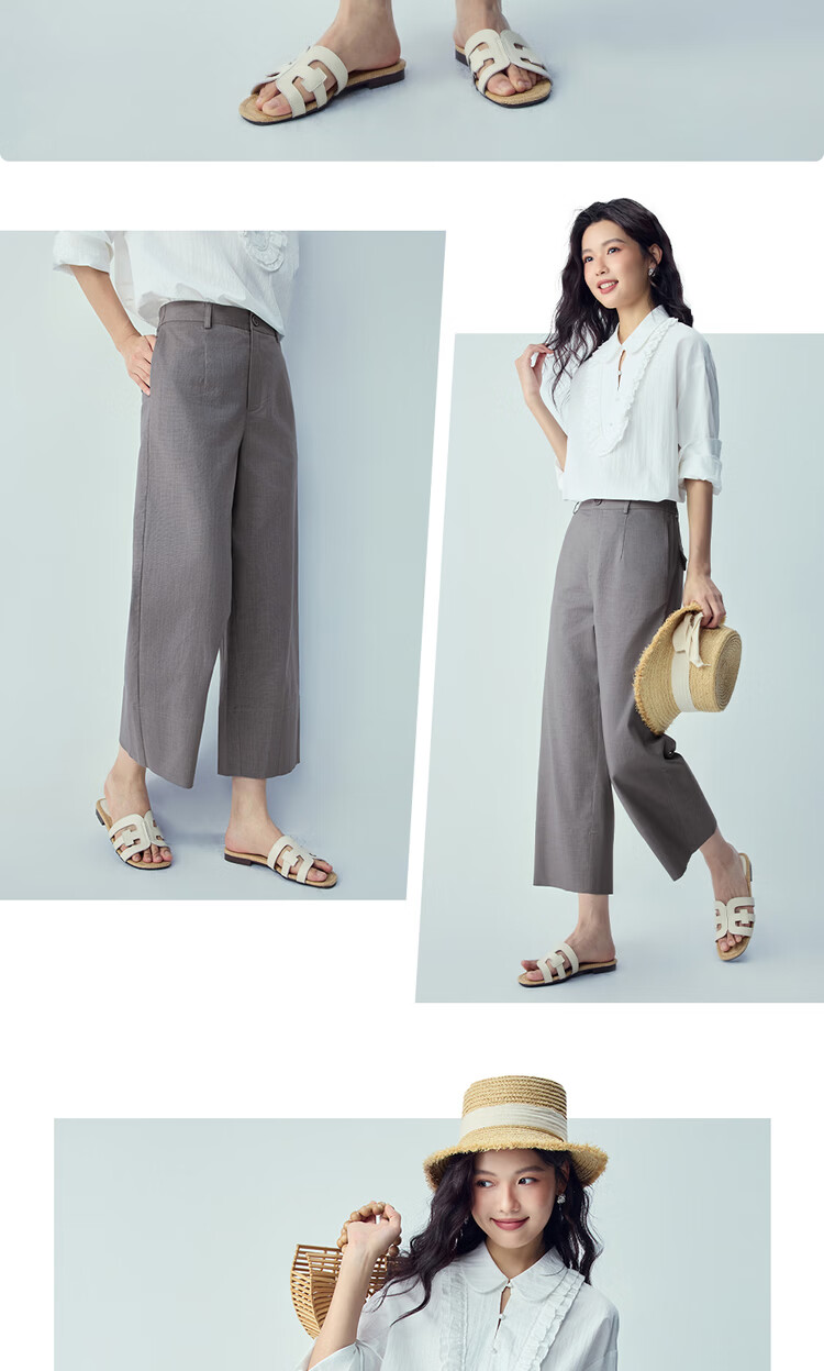 Giordano Women's Pants 2026 Summer New Lyocell Cotton Semi-Elastic Waist Eight-Point Casual Pants 05426313 13