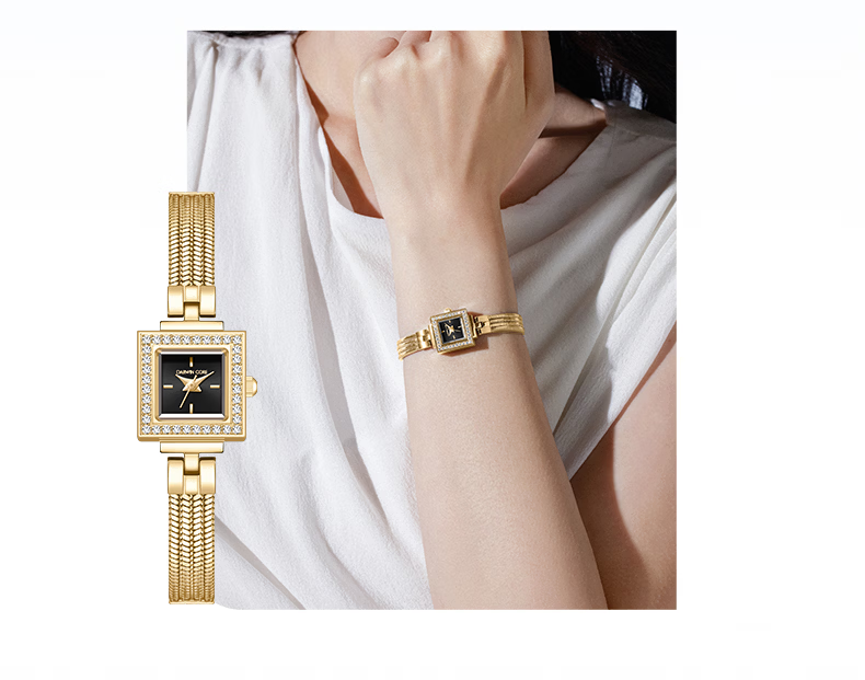 Darwin Core Daiwenke Small Gold House Women's Watch Gift Box Small Dial Gold Watch Diamond Inlaid Light Luxury Birthday Gift for Girlfriend 5