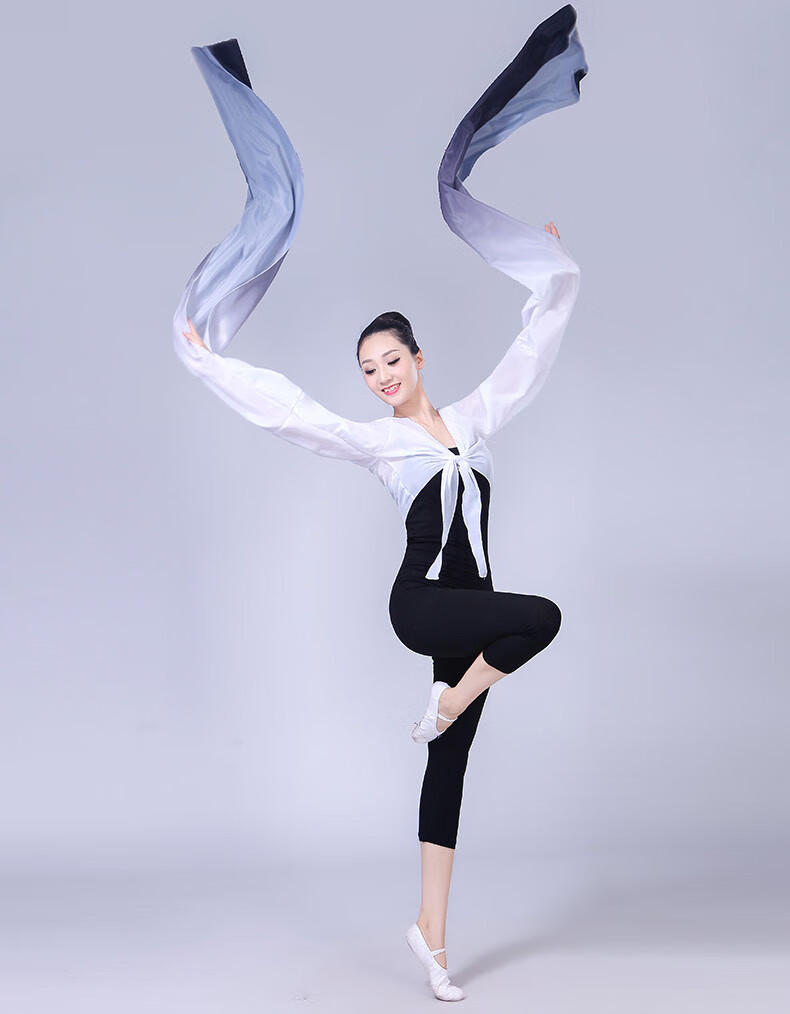 水袖渐变色古典京剧藏族水袖儿童练习古典惊鸿舞蹈表演服装 纯黄色宝