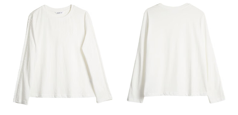 Olrain French Lace Splice Snowflake Cotton Long Sleeve T-Shirt Women Spring New Commuter Casual Top Off-White M 6