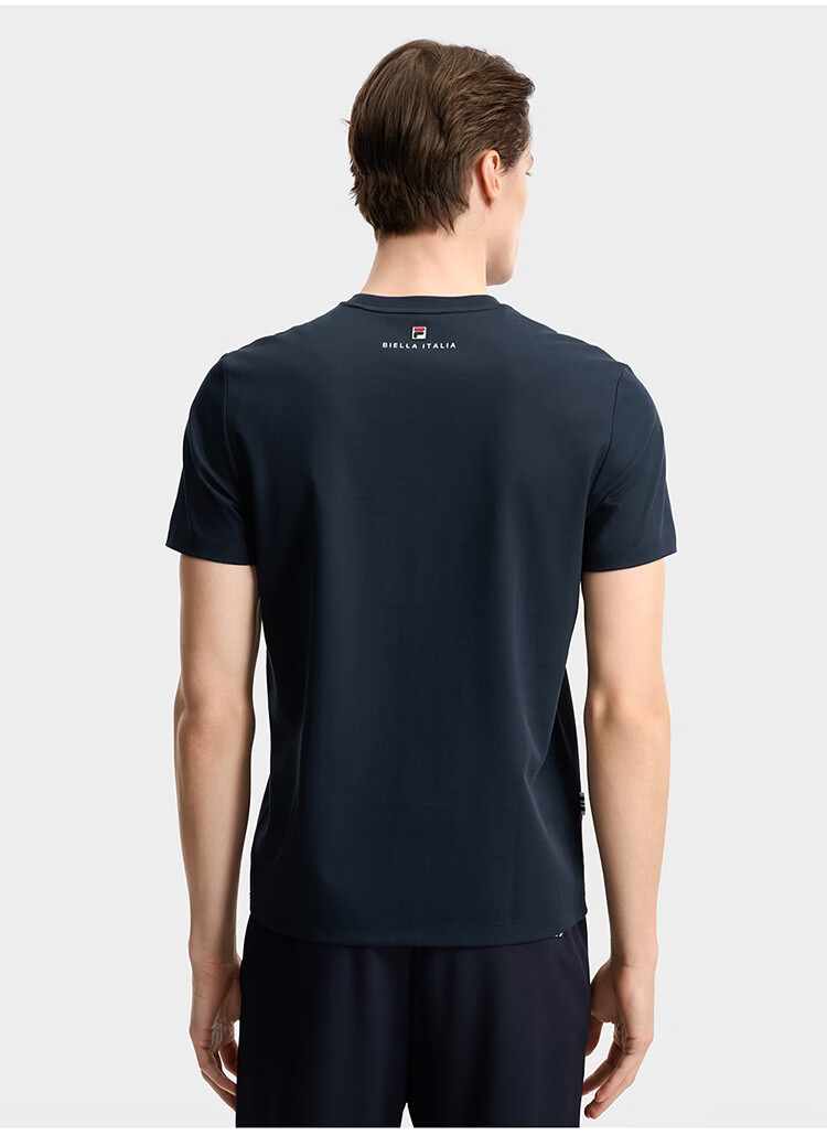 FILA Official Men's Knitted Short Sleeve Shirt 2026 Summer Fashion Casual Simple Basic Crew Neck T-Shirt 12