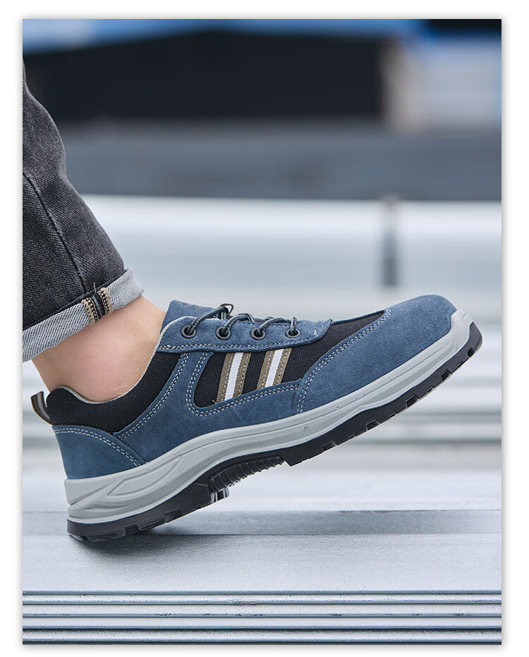 Dinggu Men's Safety Shoes Steel Toe Anti-Smash Anti-Puncture Lightweight Breathable Fashion JD1805 Blue Size 42 9