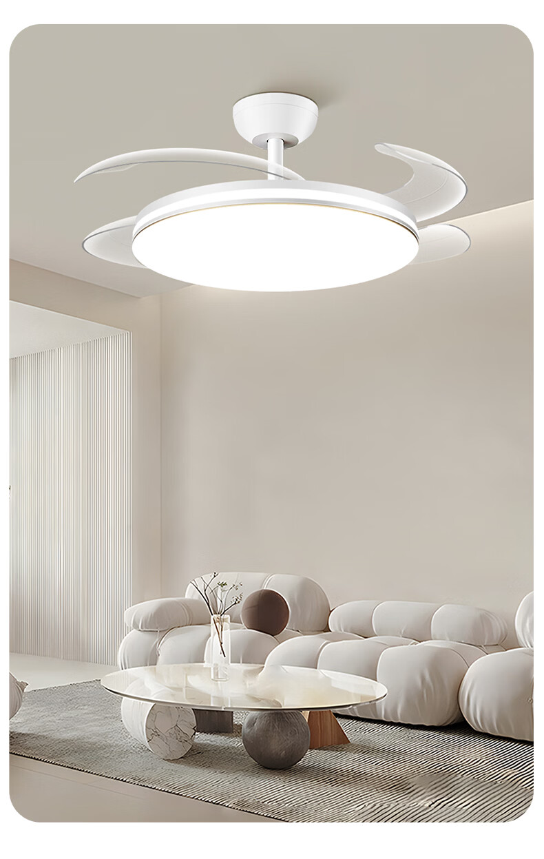 Dell Invisible Fan Light Eye Protection Fan Light Large Airflow Fan Light for Dining Room Living Room Bedroom with Electric Fan Integrated Silent Fan Light 30