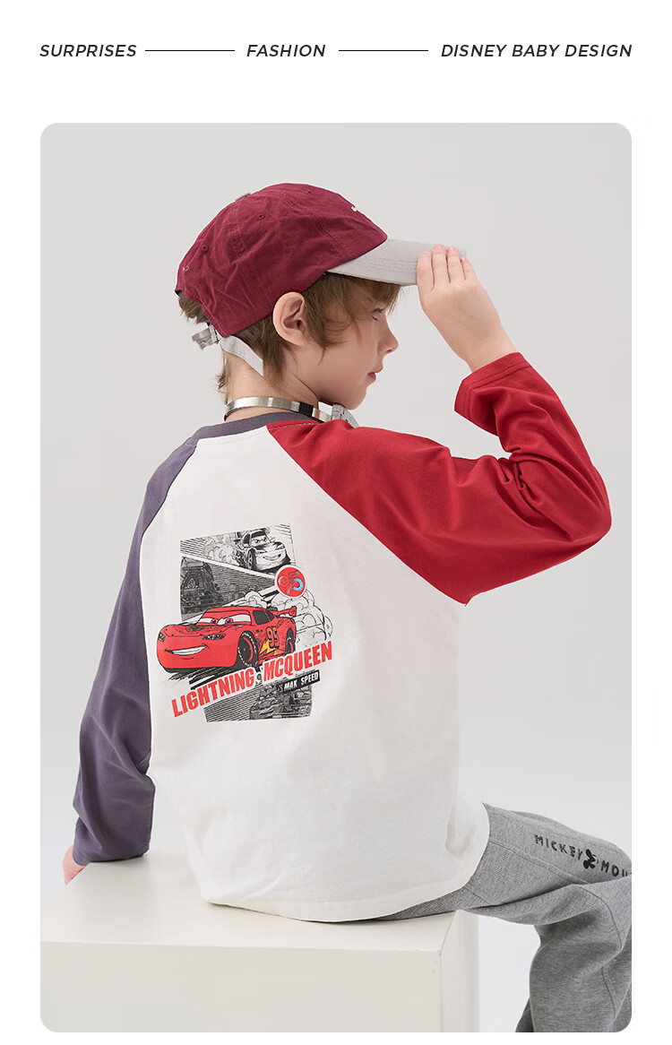 Disney Boys' Long Sleeve T-Shirt Children's Cotton Spring 2026 New Autumn Cartoon Fashion Top 12