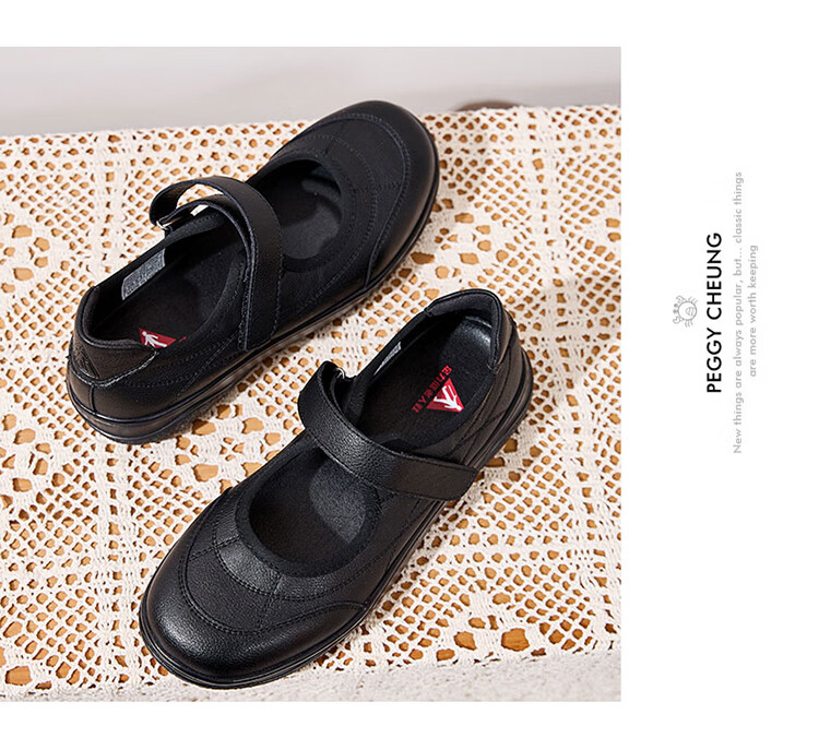 Zulijian Elderly Shoes Spring Summer Women's Leather Soft Sole Loafers Slip-On Single Strap Non-Slip Mom Shoes Nurse Shoes 28