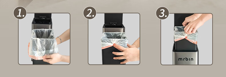 Mr.Bin Living Room Stylish Trash Can Kitchen Pedal Covered Large Household Stainless Steel Bathroom Luxury 15L Gray 16