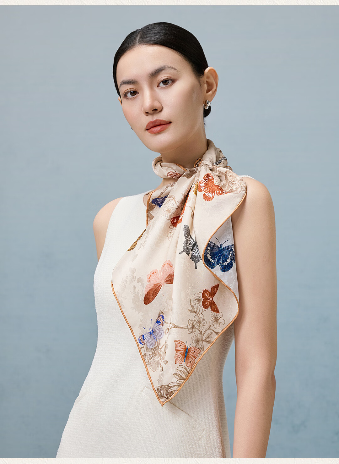 Shanghai Story 100% Mulberry Silk Double-Sided Printed Square Scarf Breathable Women's Gift for Mom Birthday Gift for Girlfriend 9