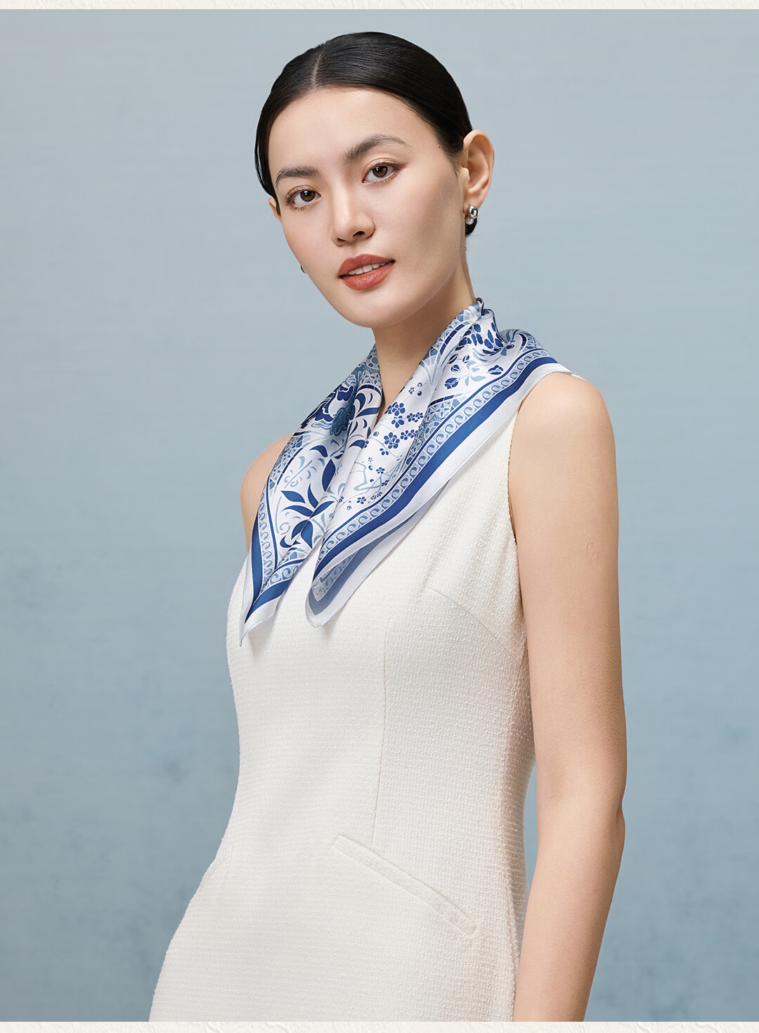 Shanghai Story 100% Mulberry Silk Printed Small Square Scarf Gift for Elders, Mom, and Girlfriend 12