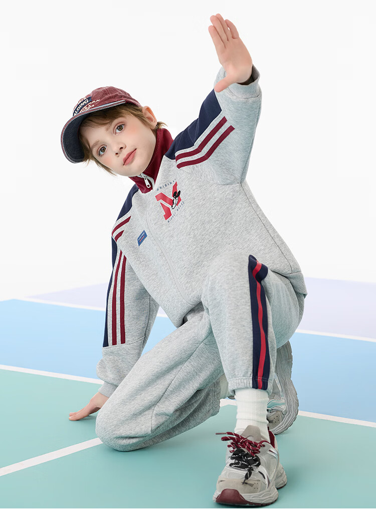Disney Boys' Sportswear Set Children's Zip Jacket and Pants 2026 Spring New Trendy Two-Piece for Older Kids 12
