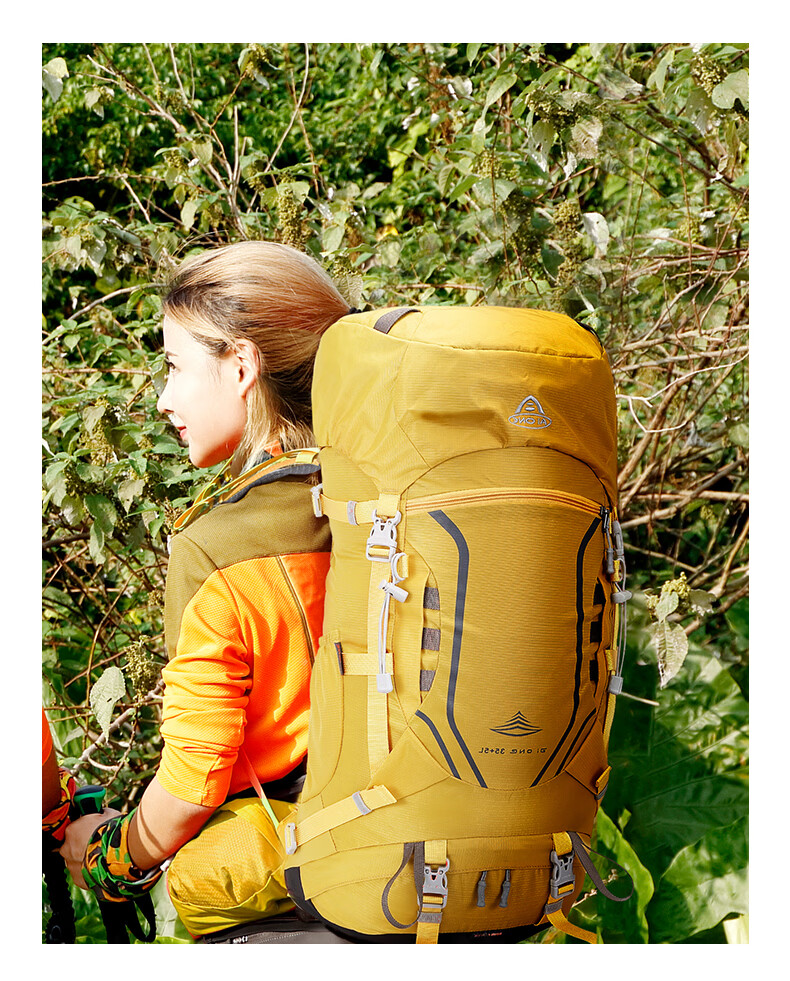 AiWang Women's Oxford Cloth Hiking Backpack Men's Outdoor Suspension Load Heavy Duty Large Capacity Travel 35+5L Yellow 3
