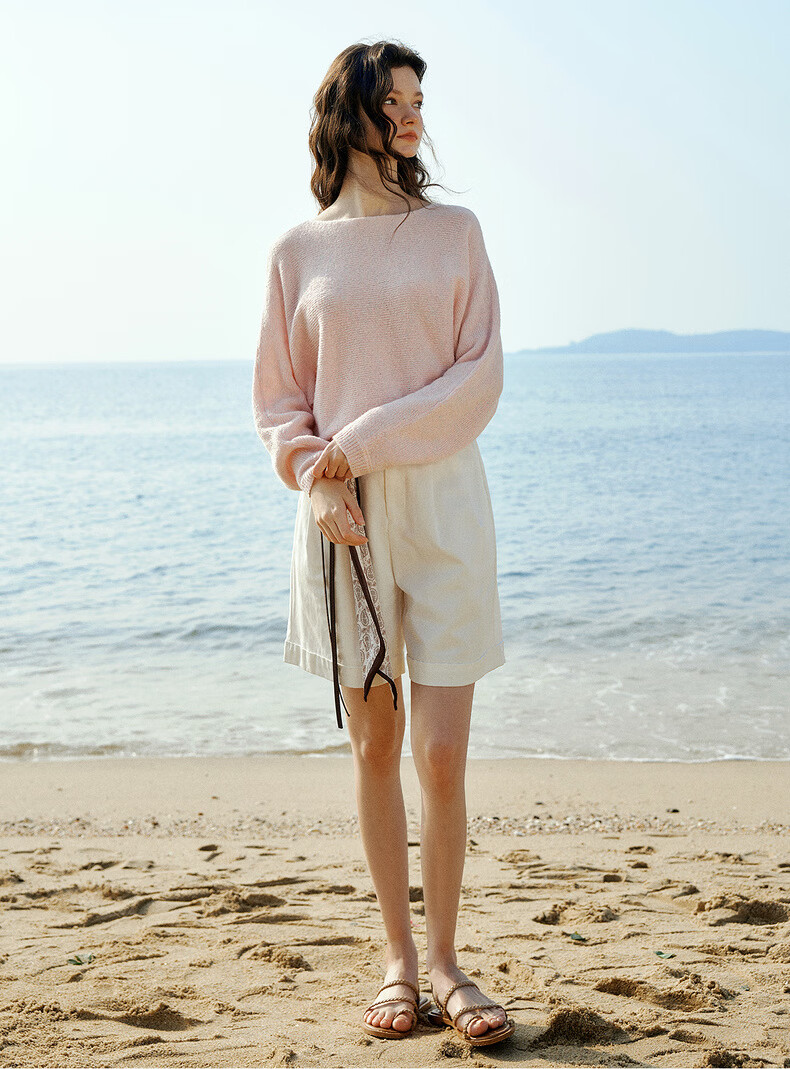 Olrain Eurielle Elegant Off-Shoulder Batwing Sleeve Knit Pullover Sweater Blue M Spring New Arrival 11