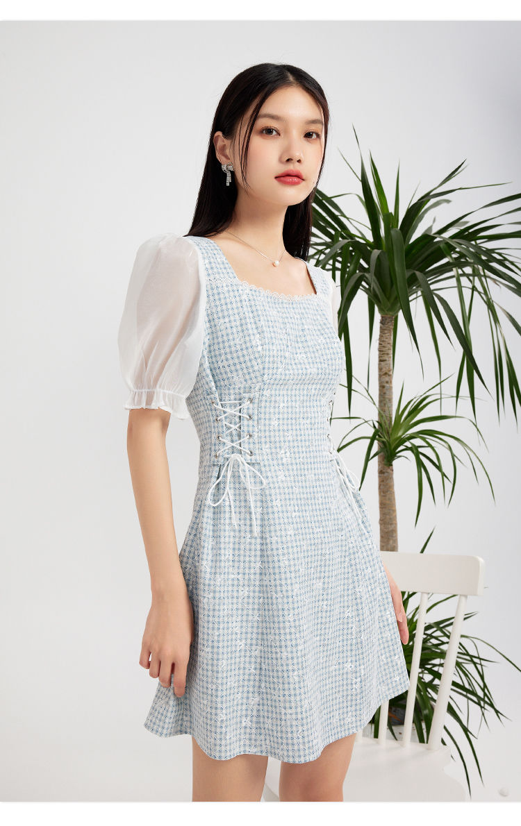 ief/爱依服小清新连衣裙2022年夏季新款文艺气质纯欲风收腰短裙3615x