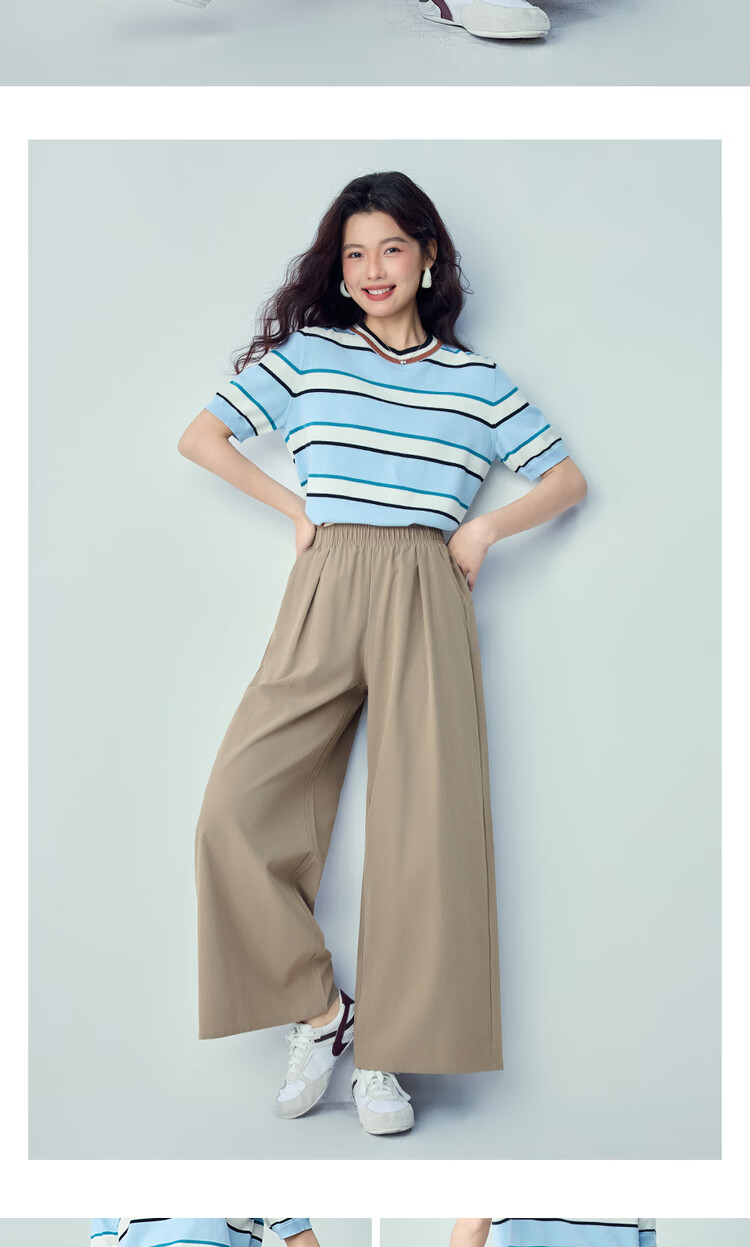 Giordano Women's Loose Fit Four-Way Stretch Pleated Casual Pants Elastic Waist Wide-Leg Trousers 13416217 10
