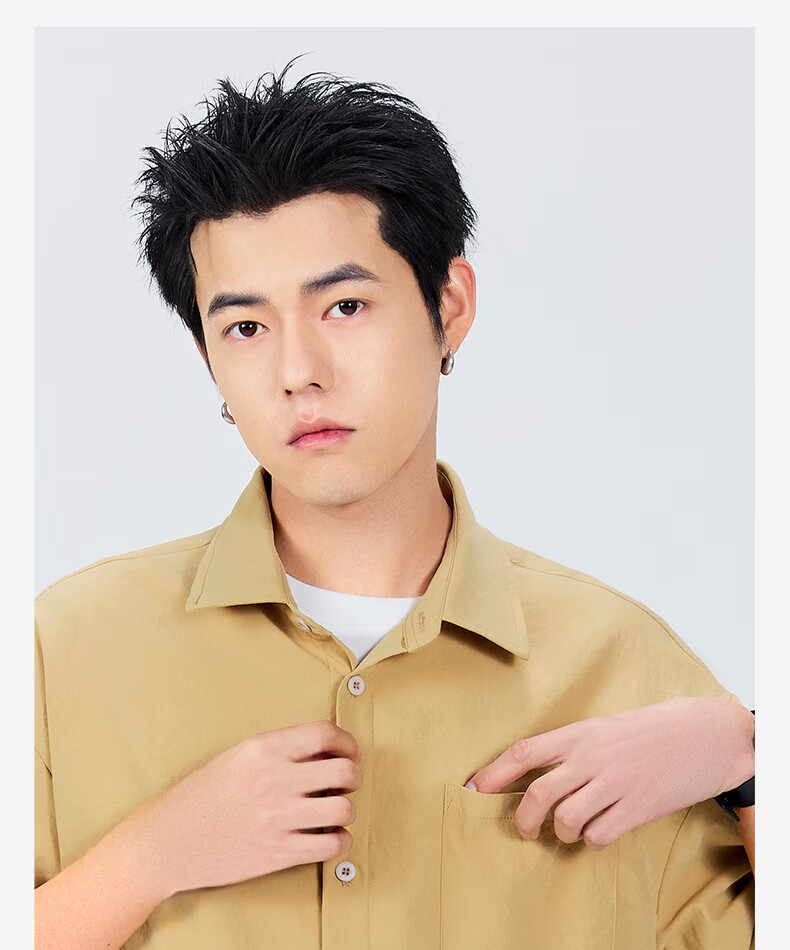 MINISO Men's Ice Silk Short Sleeve Shirt Summer Youth Japanese Style Beach Vacation Loose Thin Jacket Z Navy Blue M 23
