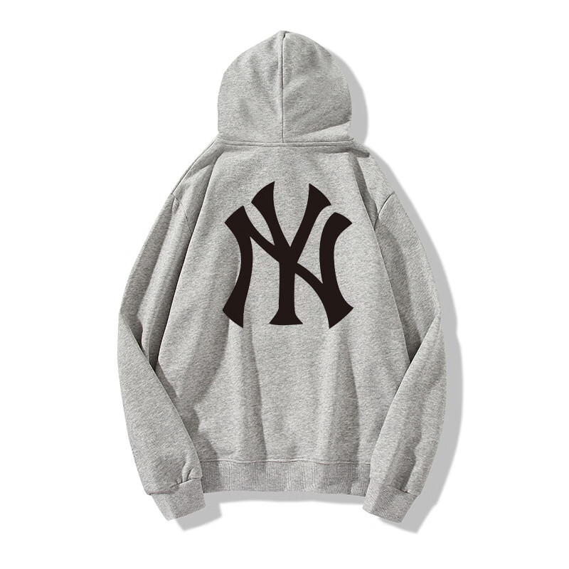 匠璃m·l·b秋冬季纯棉ny卫衣男运动休闲连帽衫时尚潮牌印花上衣 黑色