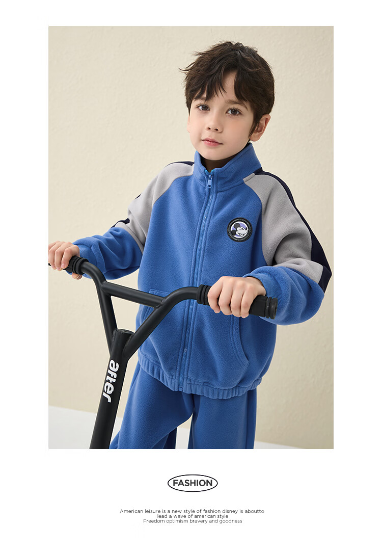 Disney Kids Set Boys and Girls 2026 New Spring Fleece-Lined Sports Sweatshirt Two-Piece Trendy Cool Jacket and Pants 43