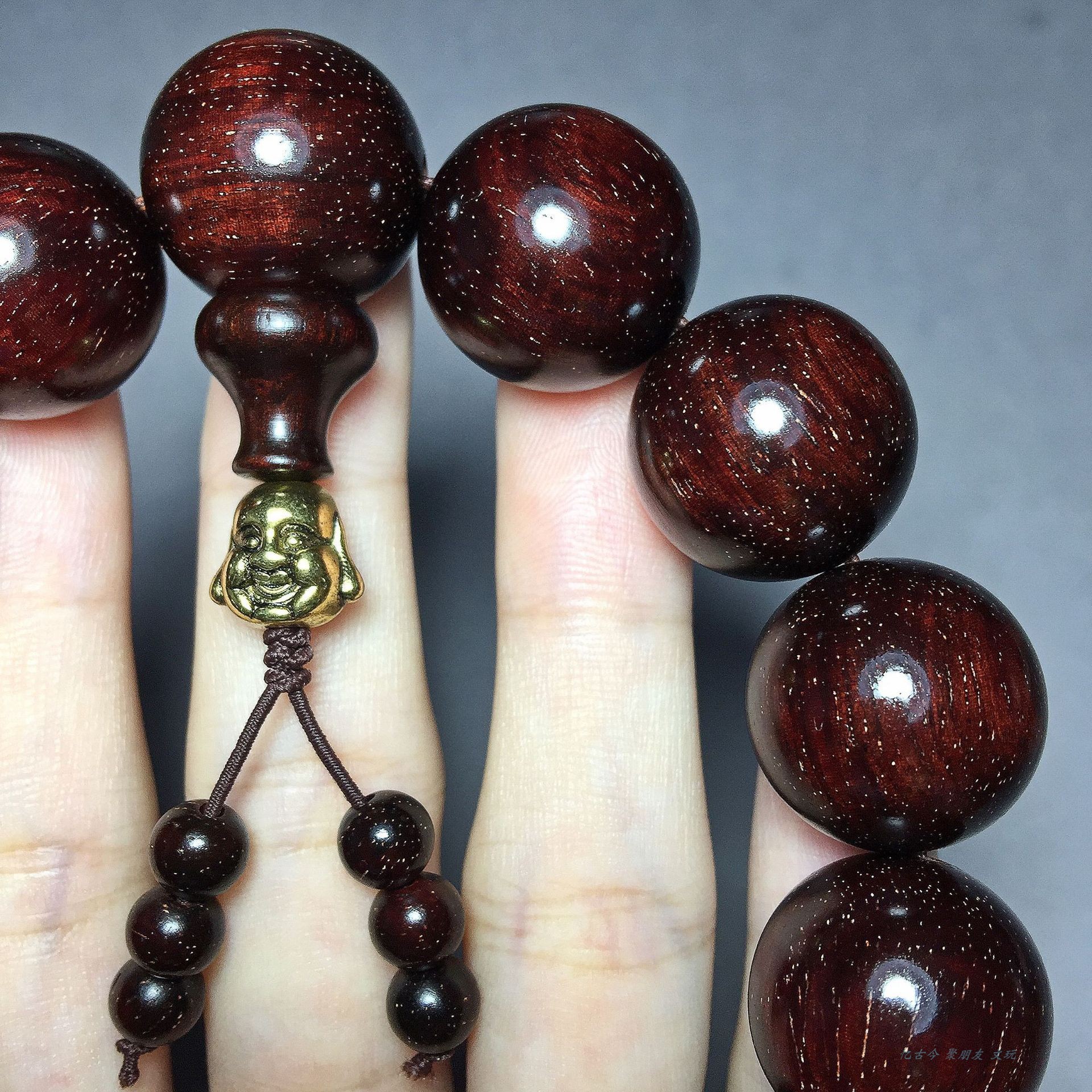 朴春印度小叶紫檀108佛珠男女款满金星老料高油密手串大漆珠单圈手链