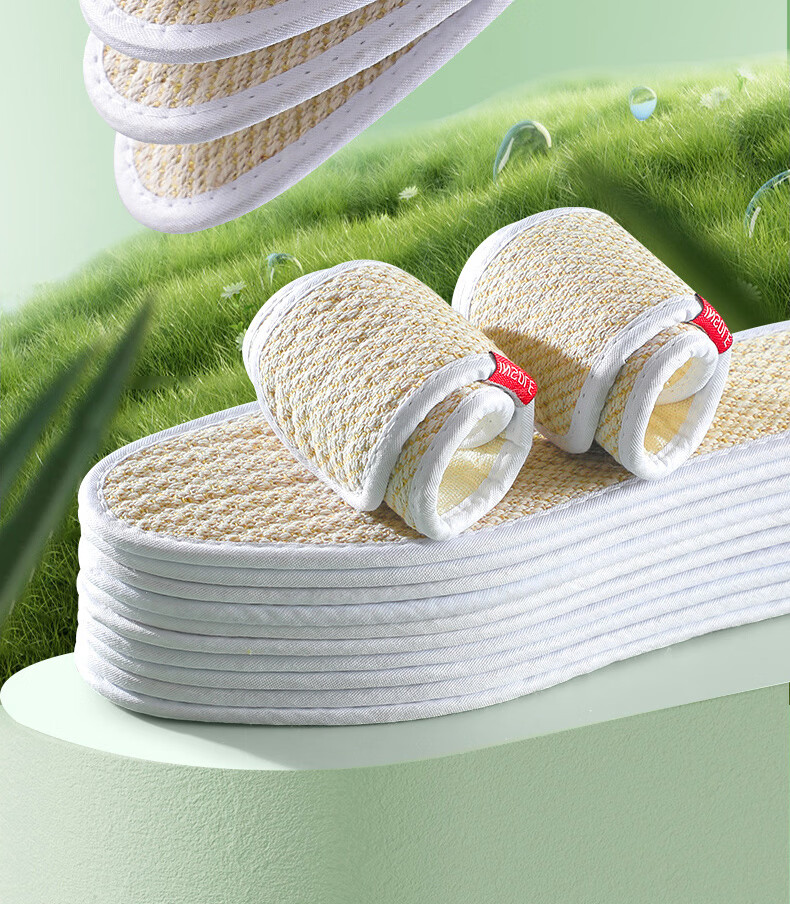 Langsha 3 Pairs Cotton Linen Deodorant Insoles Unisex Sweat-Absorbing Breathable Soft Comfortable Cotton Fabric Linen Anti-Sweat Leather Shoes Size 35 8