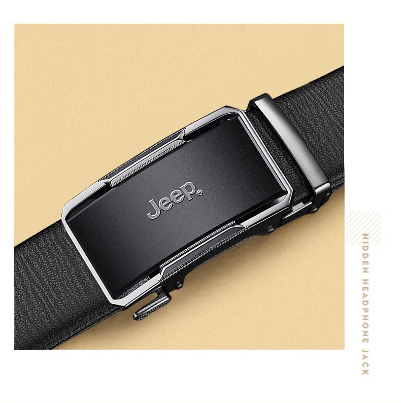 JEEP Men's Genuine Leather Automatic Buckle Belt High-End Pure Cowhide New Style Waistband Father's Day Gift for Dad Husband 8