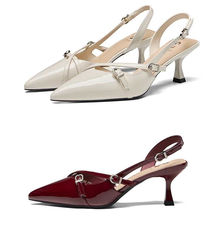 Zhuoshini French Style Women's Sandals 2026 New Spring Patent Leather High Heel Sexy Peep Toe Sandals Single Shoes Wine Red 38 15