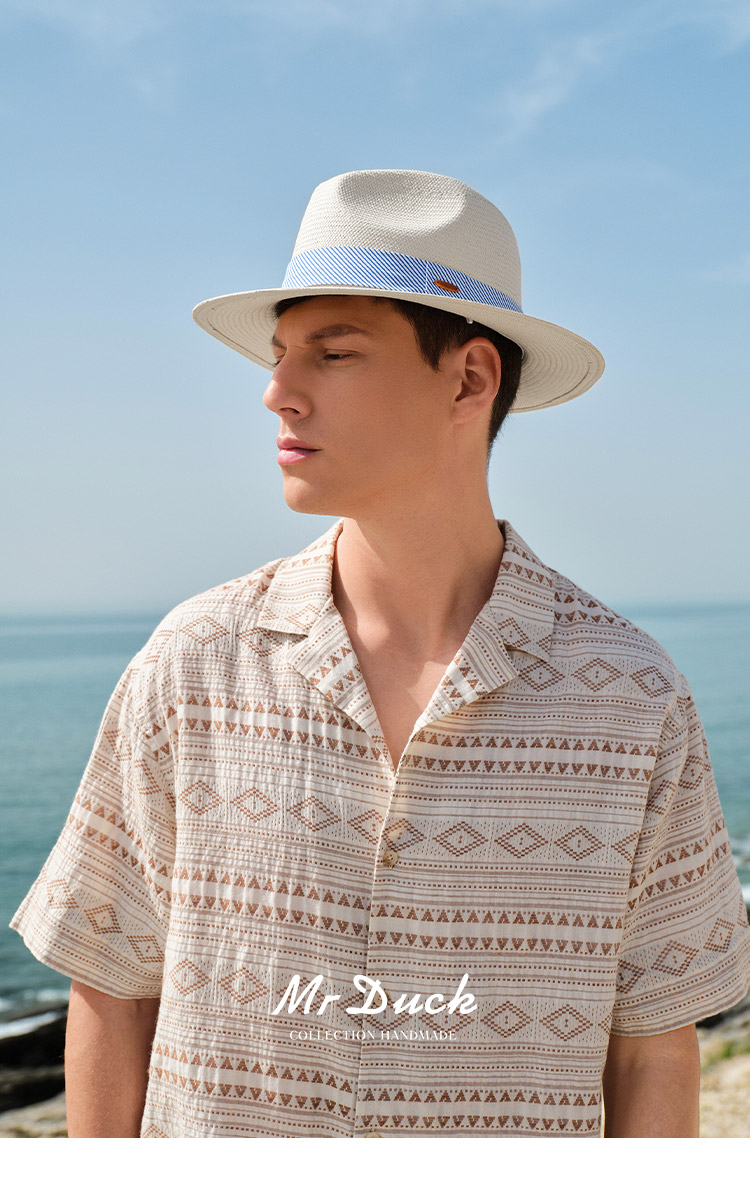 Mr DUCK Handmade Woven Panama Straw Hat Summer High-End Sunshade Hat for Men and Women Casual Beach Sun Protection Wide Brim Hat 14