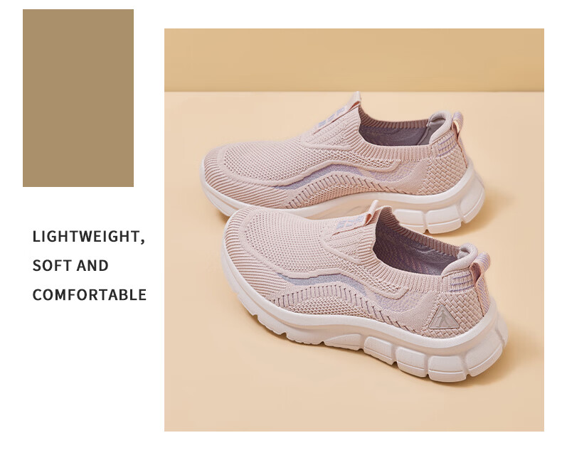 Zulijian Elderly Women's Shoes Spring Autumn Casual Soft Sole Lightweight Slip-On Walking Shoes Non-Slip Mom Shoes Black Size 35 7