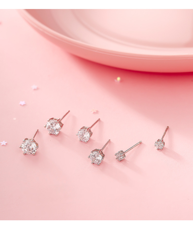 美芙尼经典款s925银锆石耳钉女韩版简约六爪镶钻耳环耳坠时尚个性单钻