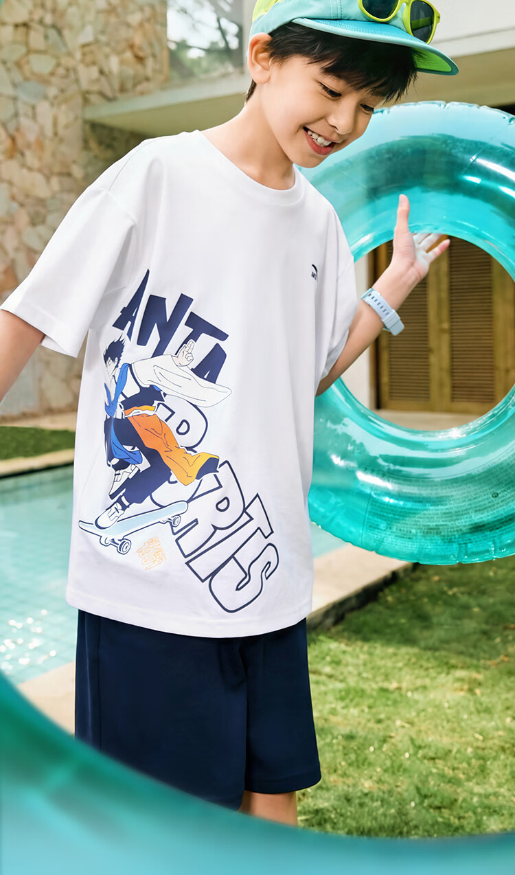 Anta Kids Knitted Short Sleeve 2026 Summer Youth Comfortable Breathable Trendy T-Shirt 352628154R 2