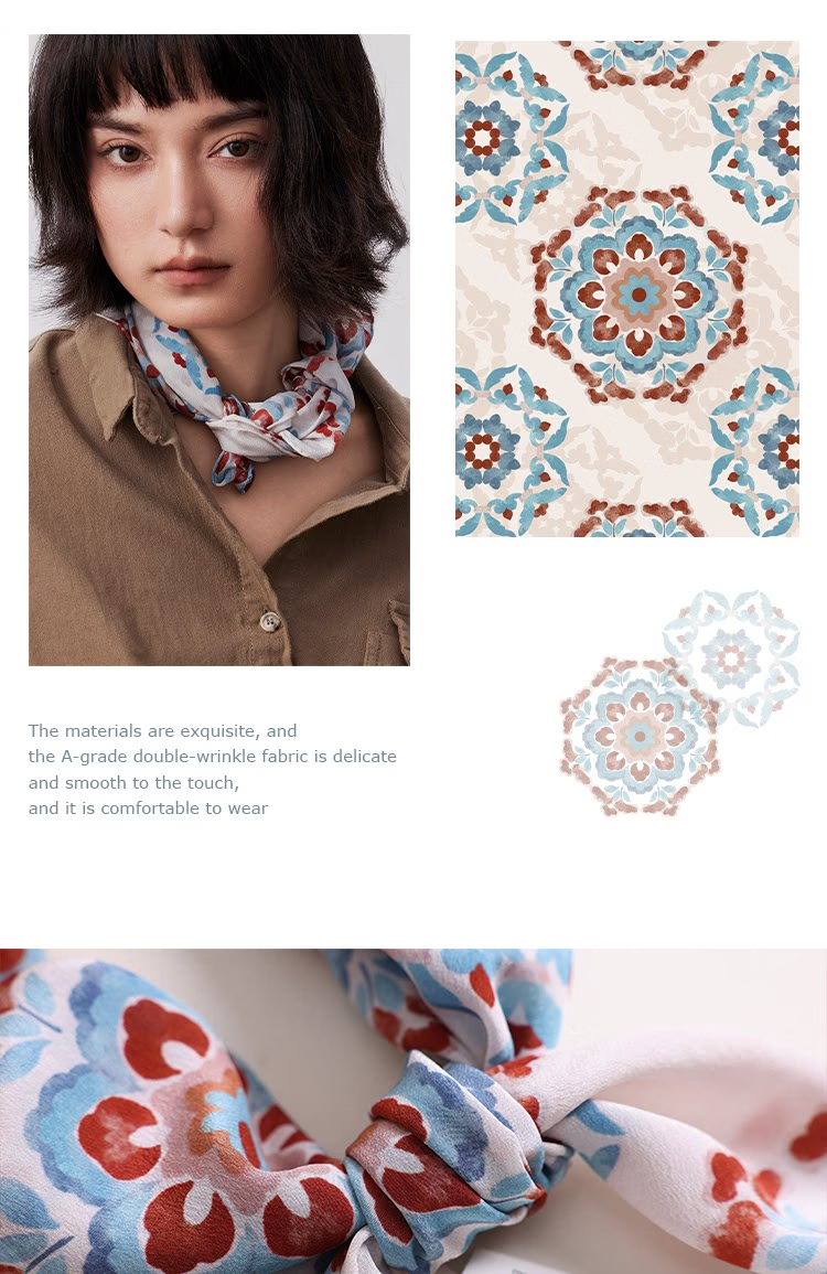 Lagur "Oriental Precious Pattern" Double Crepe 12 Momme 100% Silk Scarf Precious Pattern (Pink Gift Box) 17