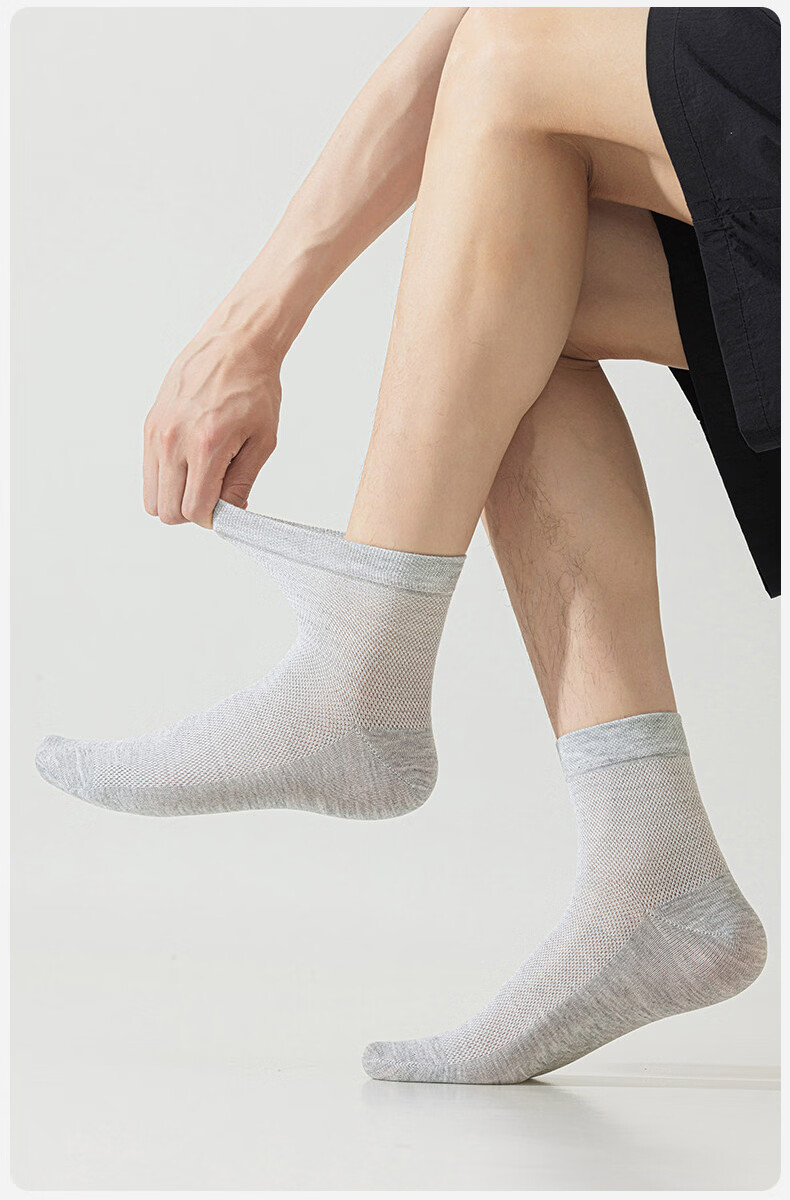 Bingxue Cotton Socks Men Pure Cotton Antibacterial Deodorant Ultra-thin Mesh Breathable Sweat-absorbent Short Mid-calf Socks Spring Autumn 11
