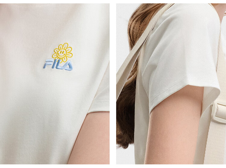 FILA Official Women's Knitted Short Sleeve Shirt 2026 Summer Casual Slim Fit Cool Cotton Cropped T-Shirt 67