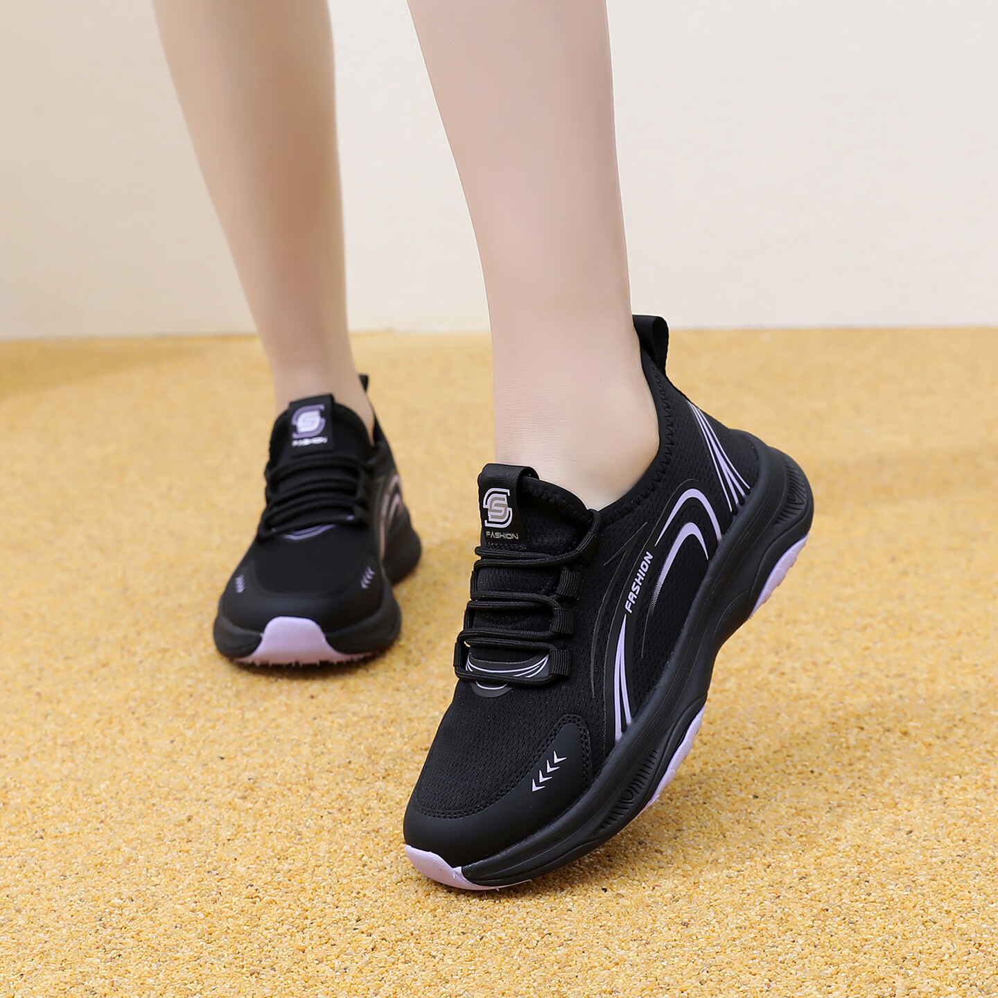 BURUIJING Old Beijing Cloth Shoes Women's Casual Soft Sole Comfortable Mom Sports Shoes 61166 Black Size 35 12