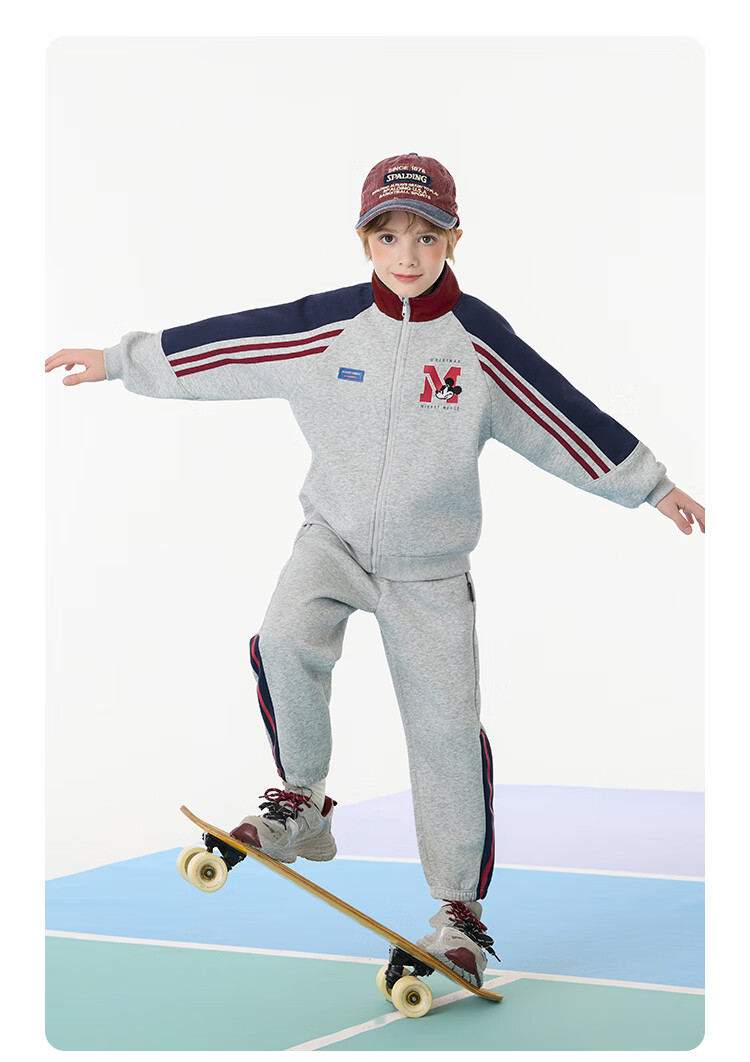 Disney Boys' Sportswear Set Children's Zip Jacket and Pants 2026 Spring New Trendy Two-Piece for Older Kids 16