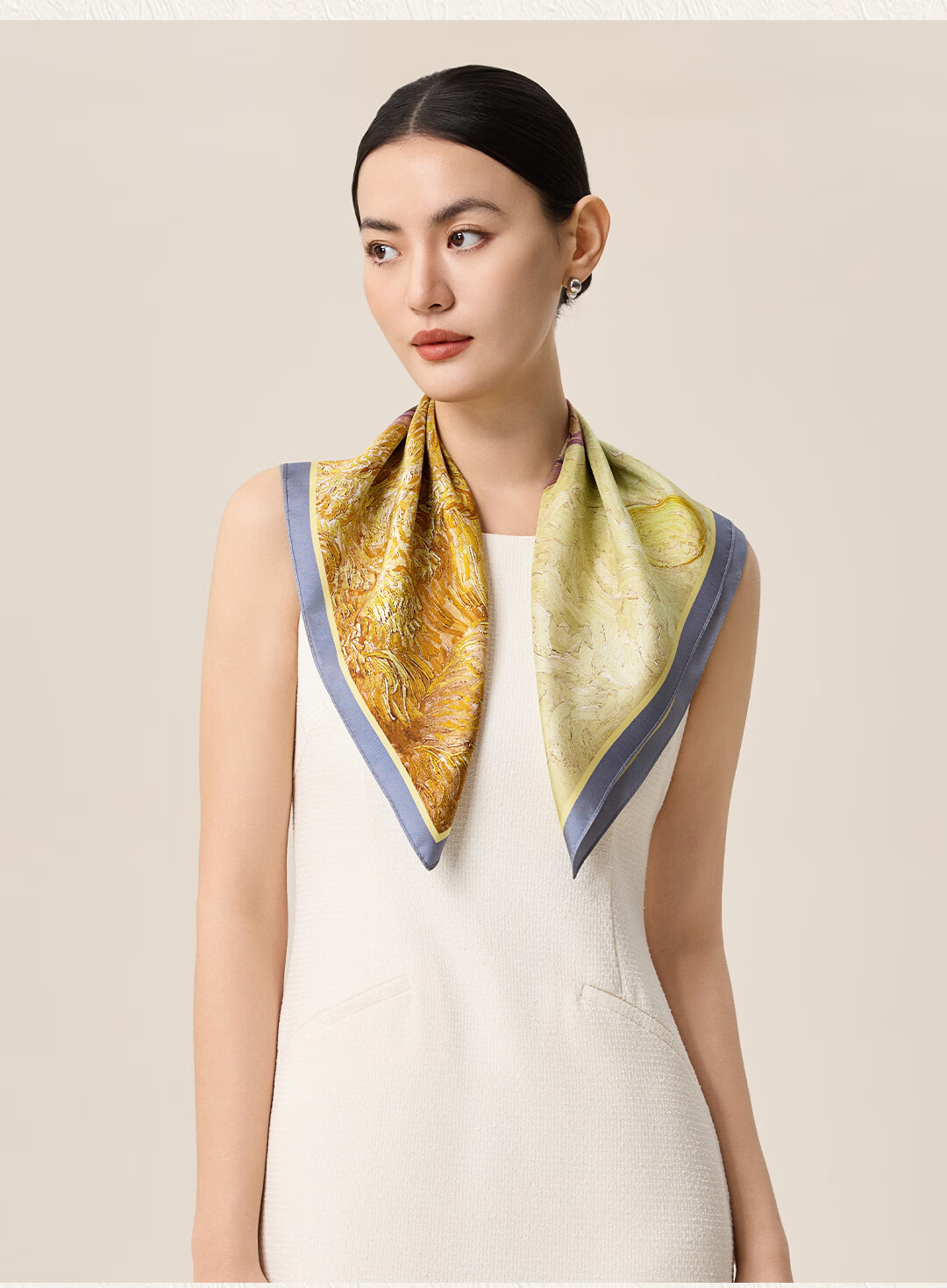 Shanghai Story Spring New 100% Mulberry Silk Printed Square Scarf Gift for Mom Birthday Gift for Girlfriend Women 8