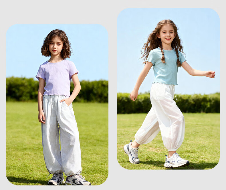 Baleno Girls Summer Set 2026 New Children's Summer Fashion Yamamoto Wide-Leg Pants Short Sleeve Two-Piece Outfit for Girls 13