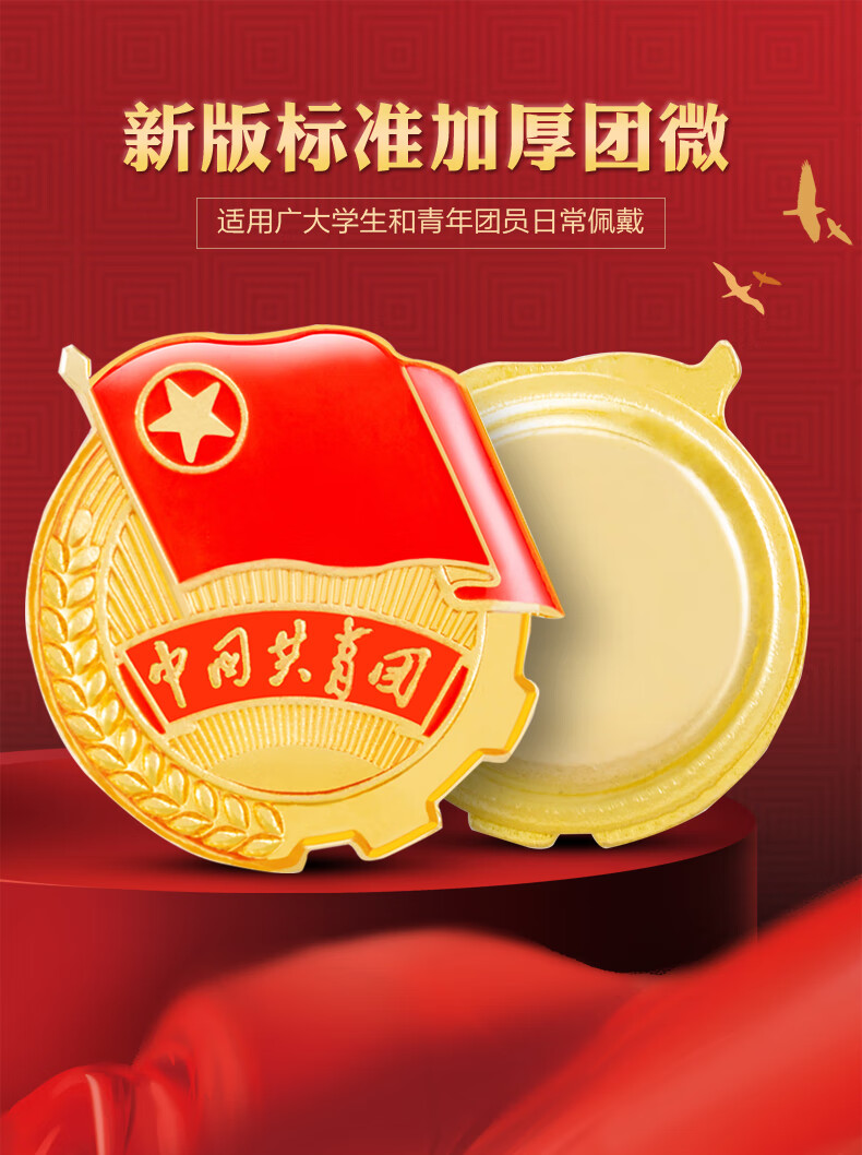 晨兴得团徽大号共青团团徽强磁铁扣别针标准型团员徽章贴纸蝴蝶磁吸
