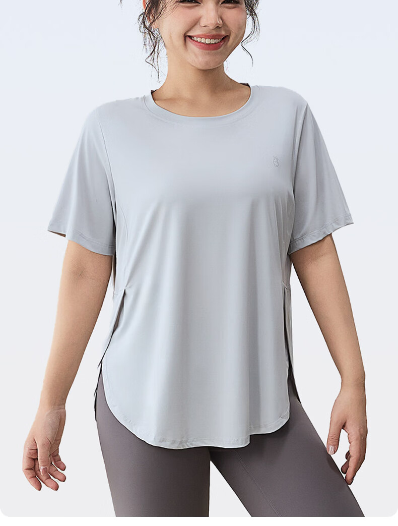 Xueqiman Plus Size Women's Loose Slimming Sports T-Shirt Quick-Dry Breathable Yoga Pilates Fitness Training Short Sleeve 17