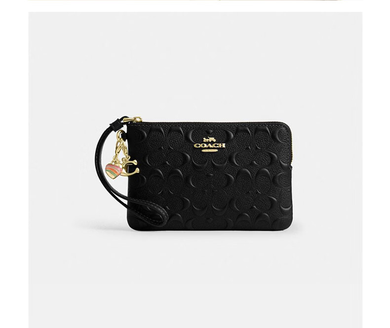 COACH Classic Logo Zip Wristlet Wallet Black CF358 Gift 7